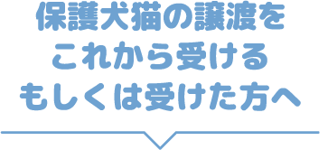 保護犬猫の譲渡をこれから受けるもしくは受けた方へ